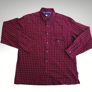 Tommy Hilfiger Red Gingham Buffalo Check Vintage Long Sleeve Shirt Men's Medium